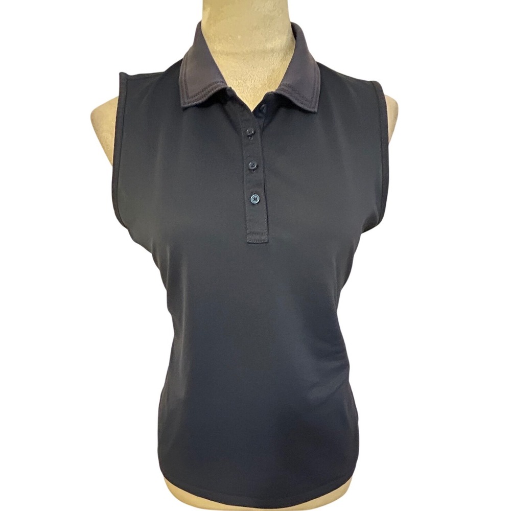 G/FORE Women Navy Blue Sleeveless Golf Polo Shirt Performance Top Size Small